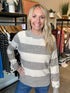 Mocha Stripe Soft Fuzzy Sweater(W473)