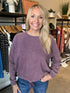 Grape Mineral Wash Tie Front Sweatshirt(W477)