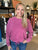 Fuchsia Mineral Wash Tie Front Sweatshirt(168)