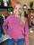 Fuchsia Mineral Wash Tie Front Sweatshirt(168)