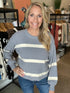 Dusty Blue Stripe Light Knit Sweater(196)