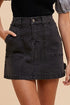 Black Denim Cargo Skirt(W190)