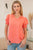 Neon Coral Short Puff Sleeve Blouse(906)