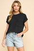 Black Textured Ribbed Knit Tee(766)