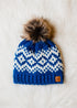 Blue & White Patterned Knit Beanie(H411)