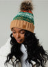 Camel/Green/Orange Patterned Knit Beanie(H414)