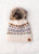 Cream & Camel Patterned Knit Beanie(H406)