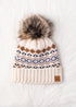 Cream & Camel Patterned Knit Beanie(H406)