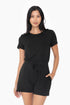 Black Terry Knit Athleisure Romper(W243)