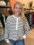 Navy Stripe Button Neck Sweatshirt(W545)