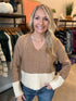 Tan Vneck Colorblock Sweater(260)