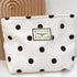 Ivory/Brown Corduroy Polka-Dot Makeup Bag(b251)