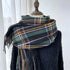 Black Plaid Long Scarf w/ Fringe(S102)