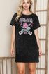 Black Mineral Wash Graphic Tee Dress(782)