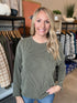 Olive Textured Ribbed Long Sleeve Top(W558)