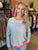 Gray Stripe Light Sweater with Coral Trim(324)